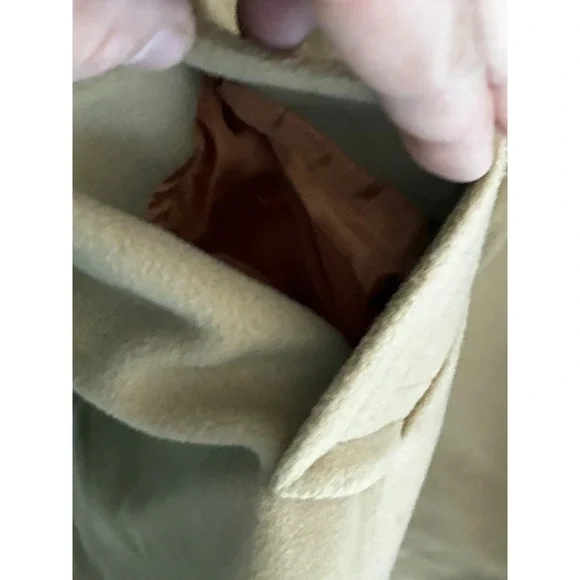 Vintage Montgomery Ward Camel Wool Pea Coat Double Breasted Orange Lining ILGWU - Picture 10 of 16